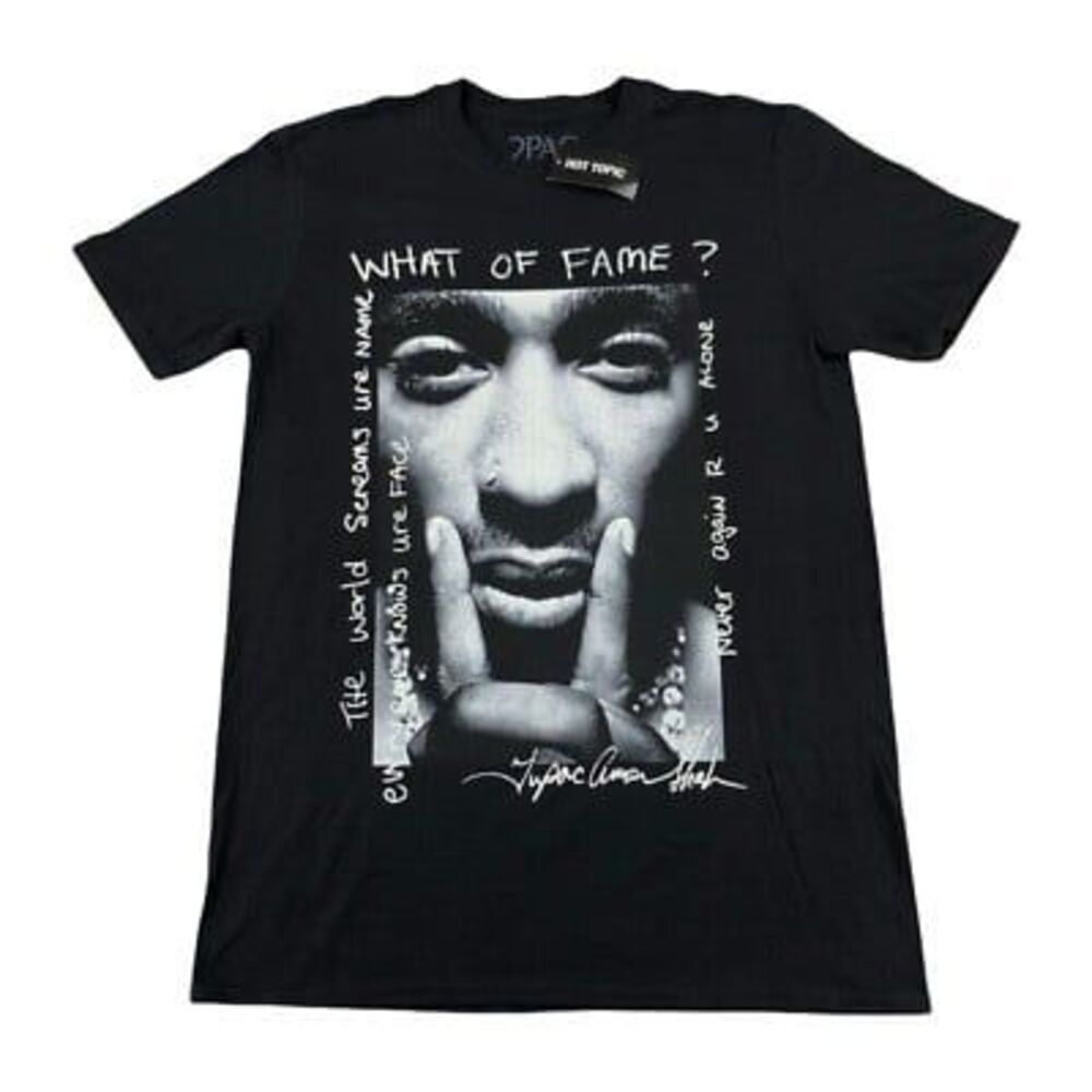 2Pac Tupac Shakur Men's 100% Cotton Y2K Graphic What Of Fame T-Shirt M